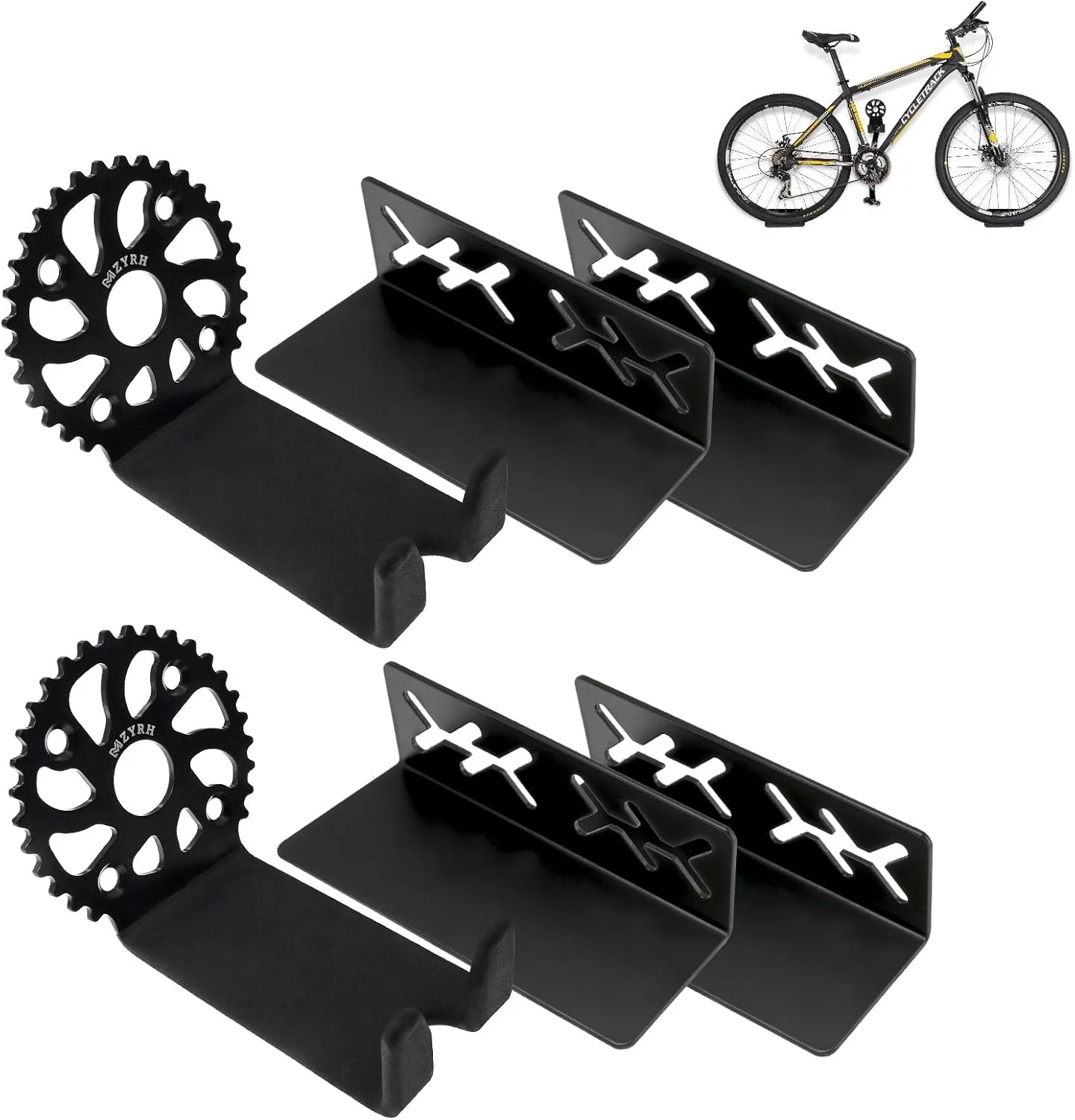 Heavy Duty Bike Wall Mount, Stainless Steel, 2 Pack, Bicycle Storage Rack, Ideal for Road, Mountain or Hybrid Bikes