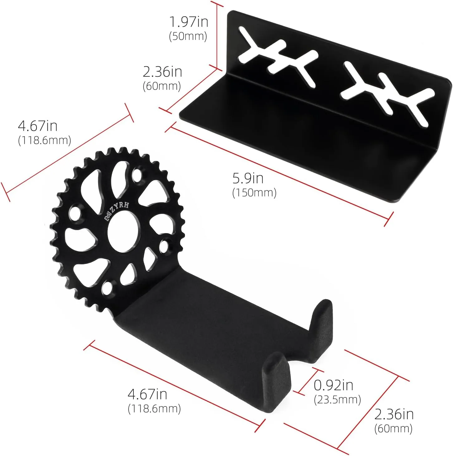 Heavy Duty Bike Wall Mount, Stainless Steel, 2 Pack, Bicycle Storage Rack, Ideal for Road, Mountain or Hybrid Bikes