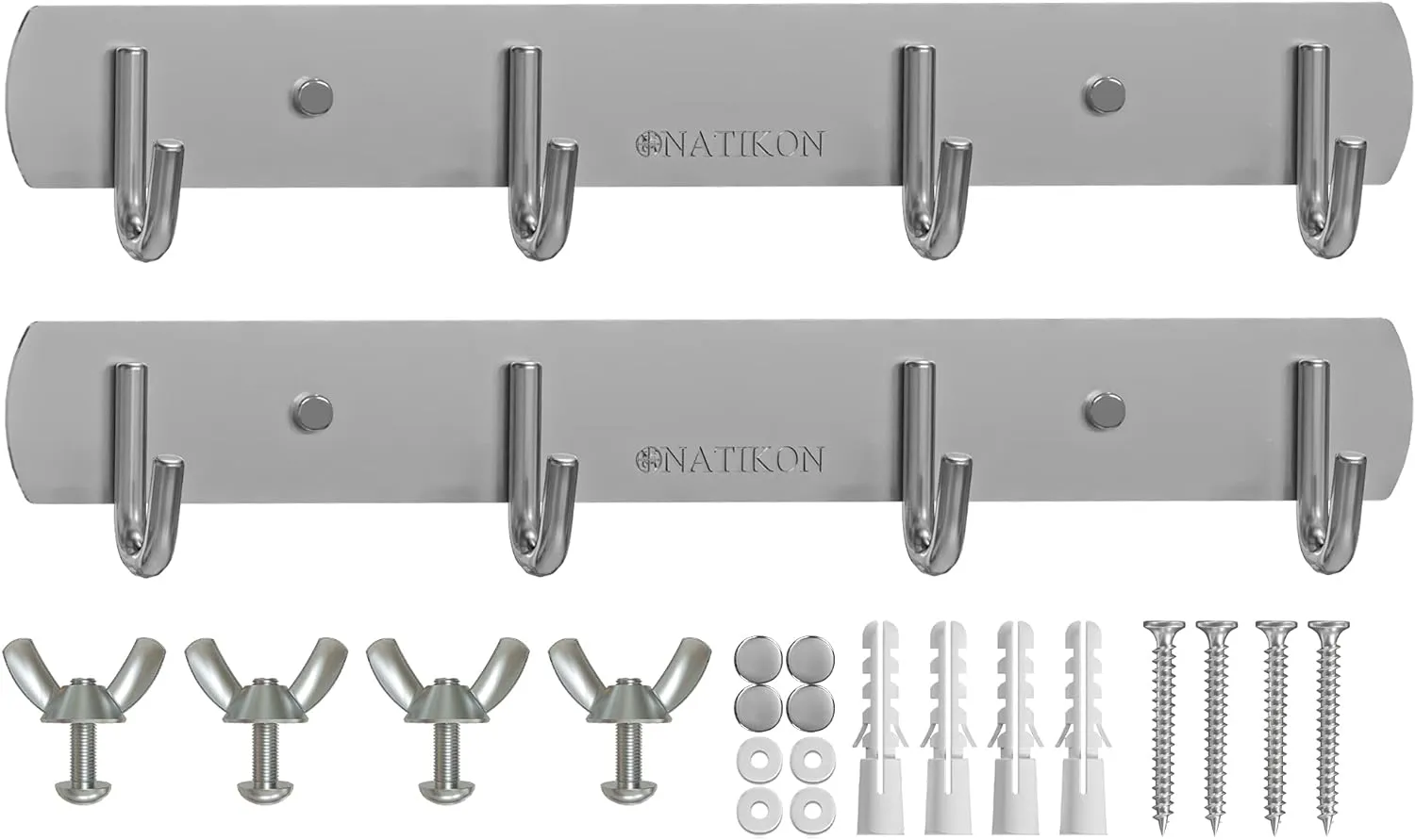 Heavy Duty Stainless Steel Rack Hanger Hook for BBQ Grill Utensils and Grill Accessories - Easy to Install for Indoor or Outdoor Use - 2 Pcs