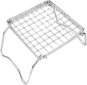 HEMOTON Folding Stainless Steel Portable Campfire Grill Bbq Rack for Outdoor Cooking Picnics and Camping Compact Design with Exceptional Stability and Durability