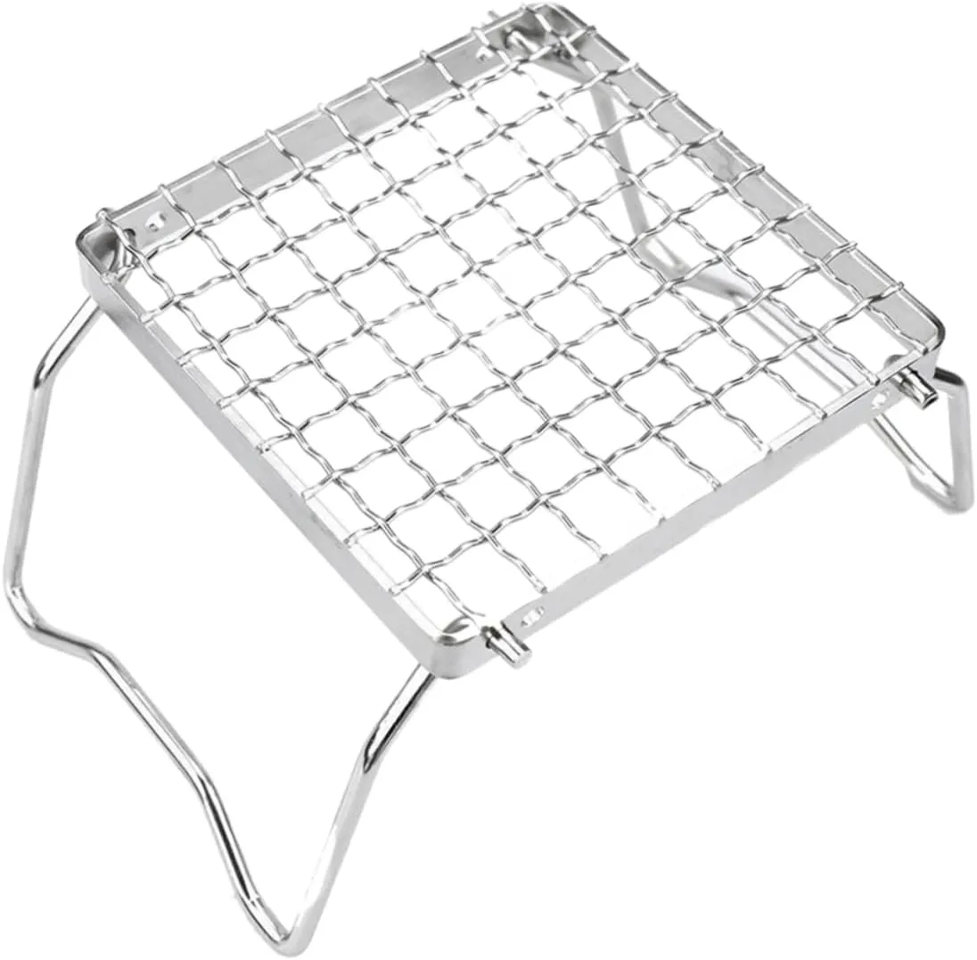 HEMOTON Folding Stainless Steel Portable Campfire Grill Bbq Rack for Outdoor Cooking Picnics and Camping Compact Design with Exceptional Stability and Durability