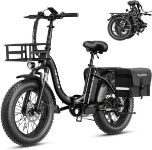 Heybike Ranger 2.0 Electric Bike for Adults, Peak 1400W Upgraded Motor Ebike, 28MPH [20" Fat Tire All-Terrain] 600Wh Removable Battery Folding Step-Thru Moped E Bike with Front Suspension