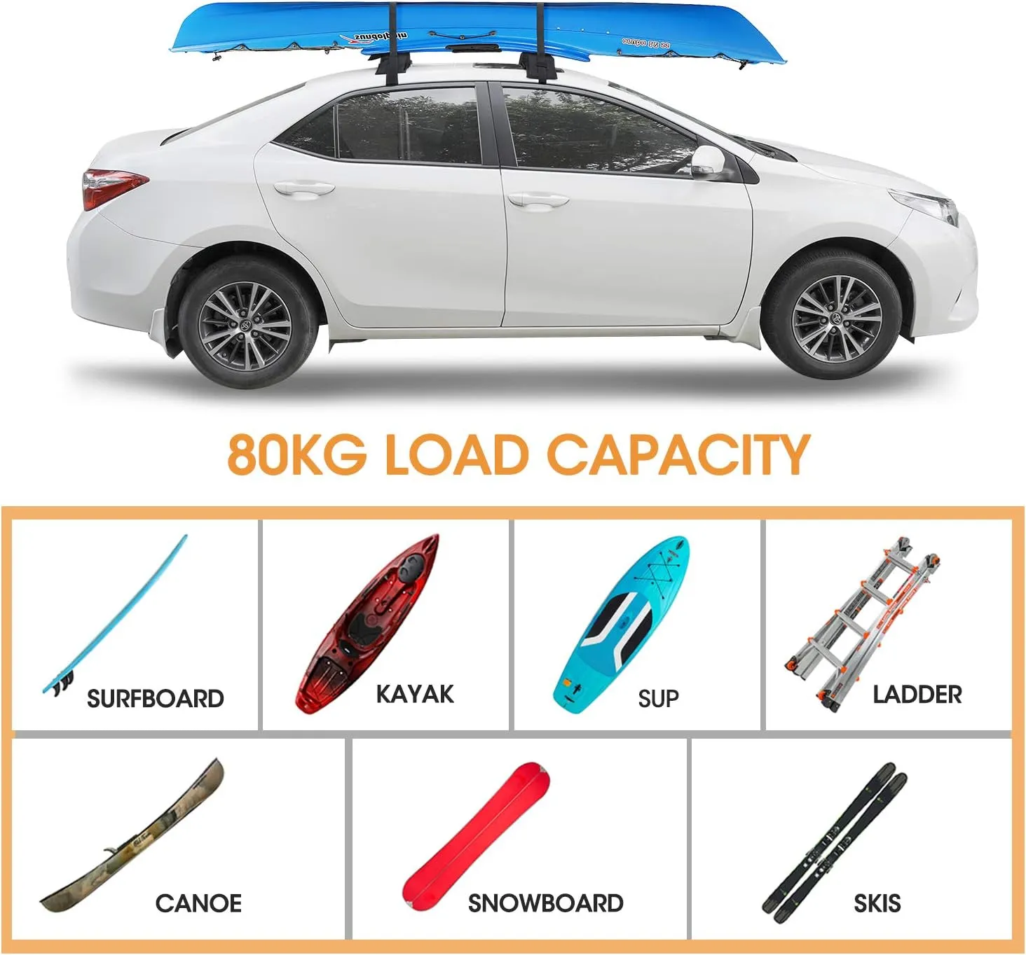 HEYTRIP Universal Soft Roof Rack Pads for Kayak/Surfboard/SUP/Canoe with 15FT Tie-Down Straps and Storage Bag