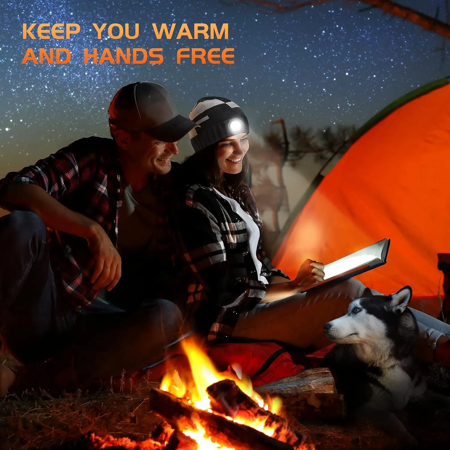 HIGHEVER LED Beanie Hat with Light: Christmas Stocking Stuffers for Men Adult Winter Gift