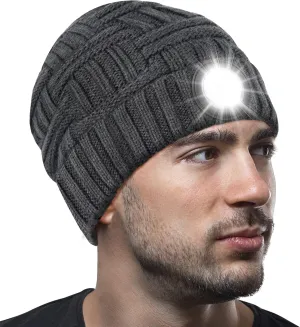 HIGHEVER LED Beanie Hat with Light Stocking Stuffers for Men Christmas Birthday Gifts Winter Cap Headlamp for Camping Fishing