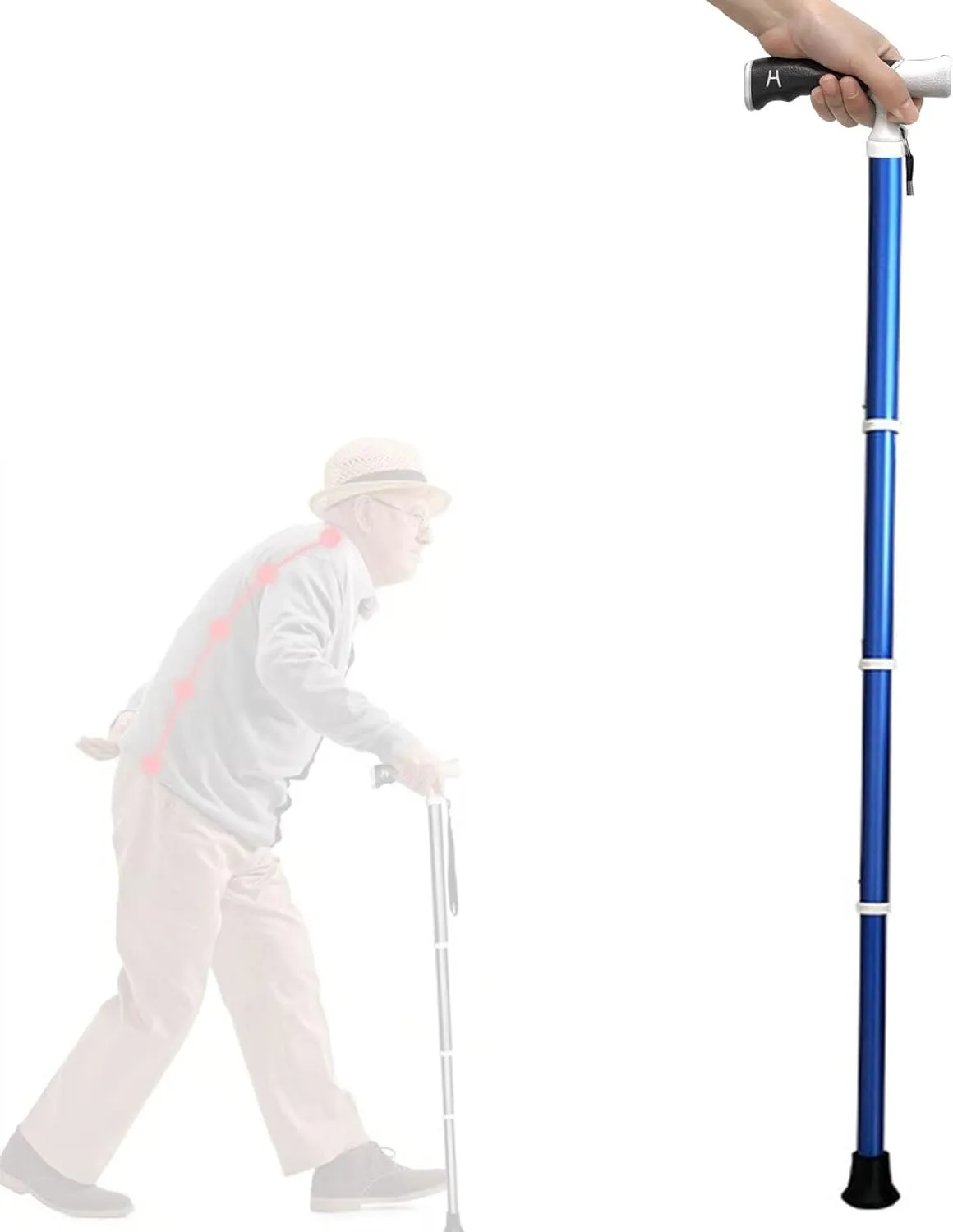 Hiking Pole-Handle 90° Rotation Ultralight Telescopic Backpacking Trekking Poles Adjustable Dual-Purpose Walking Stick for Elderly(38~105cm)