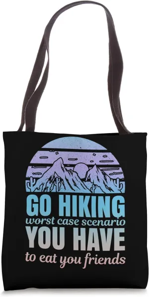 Hiking Saying, Mountain Lines, Alps Motif, Hiking. Tote Bag