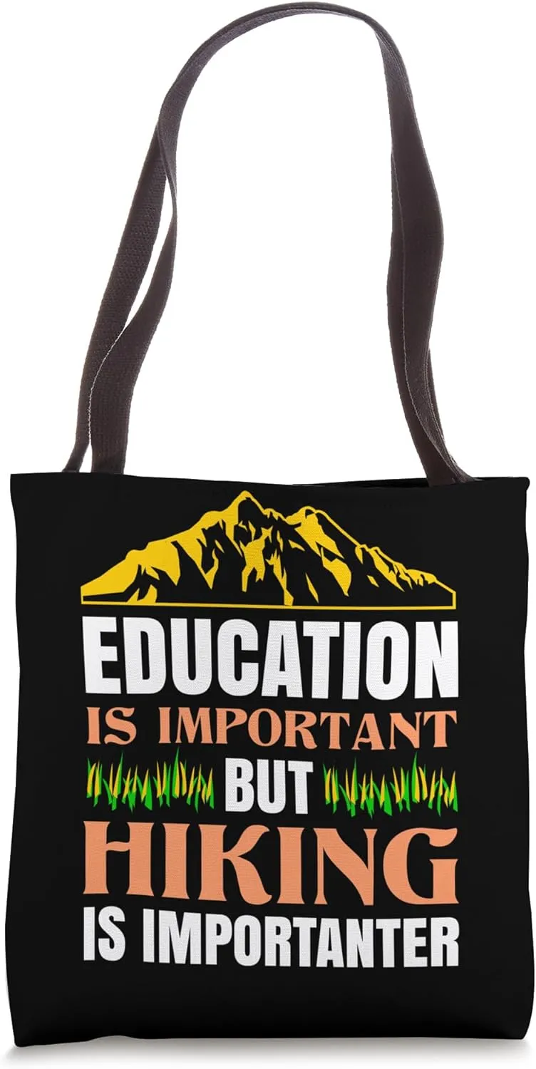 Hiking Saying, Mountain Lines, Alps Motif, Hiking. Tote Bag