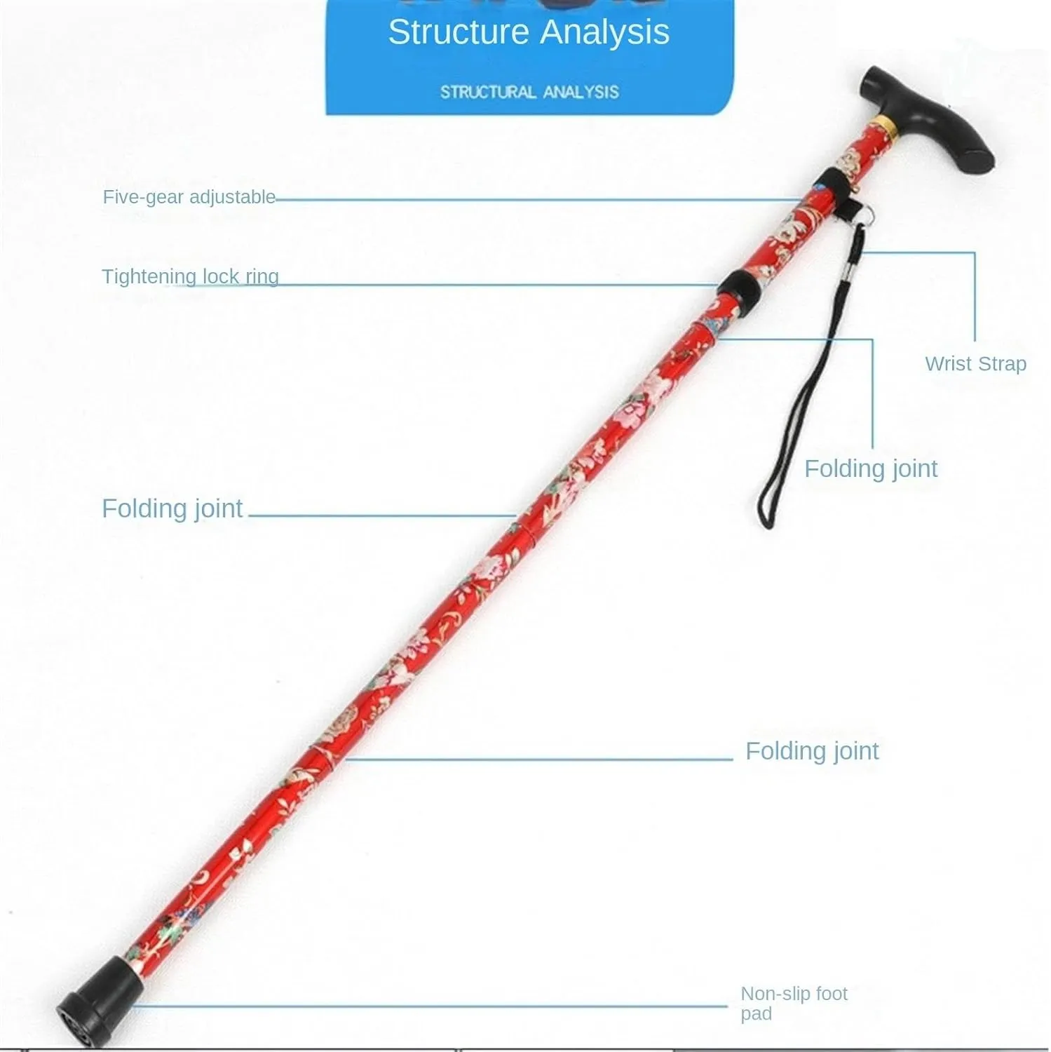 Hiking Trekking Poles Aluminum Alloy Trekking Poles Folding Telescopic Light-Weight Off-Road Walking Poles Hiking Sticks for Trekking