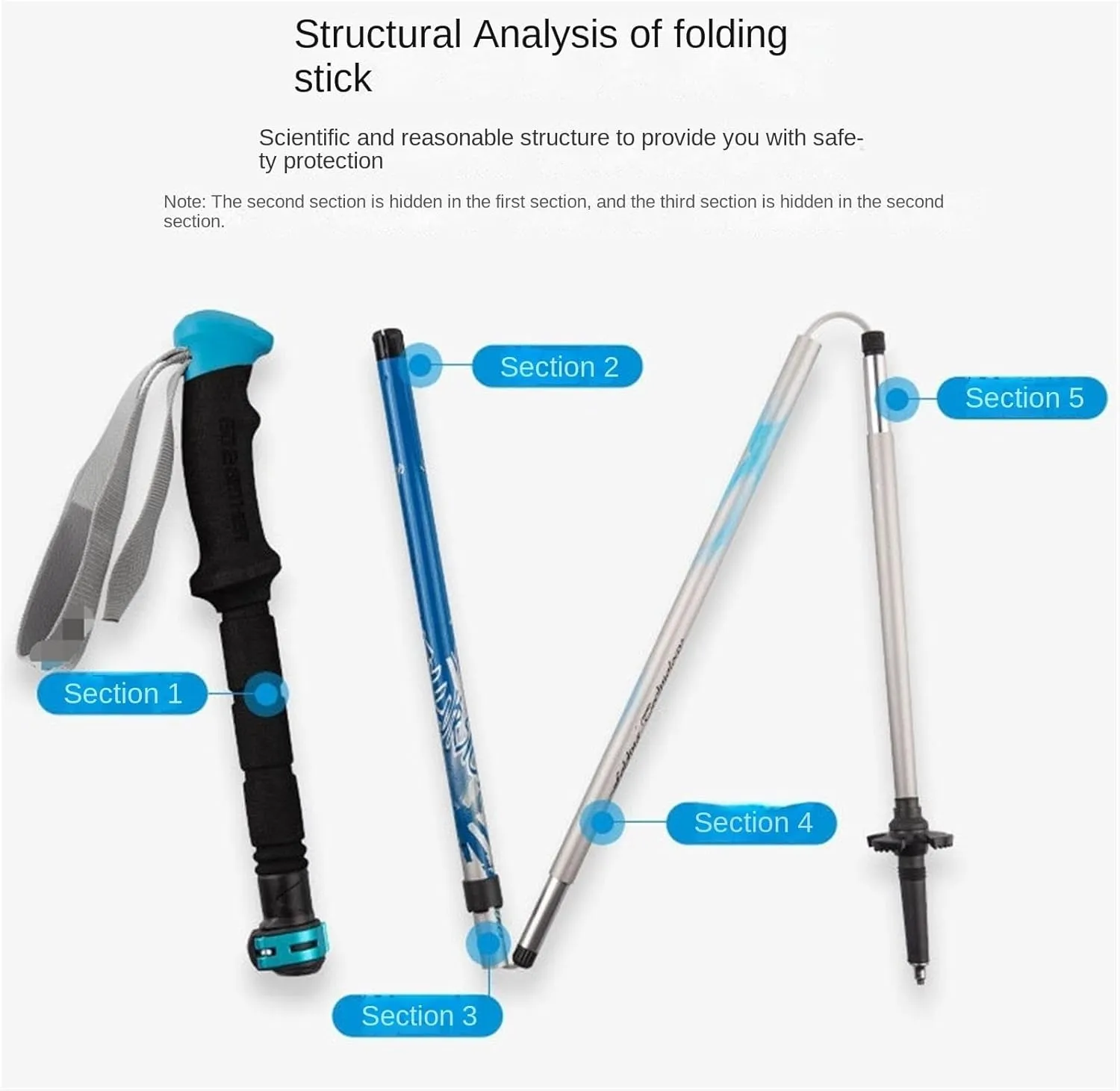 Hiking Trekking Poles Aluminum Alloy Trekking Poles Lightweight Strong Hiking Pole for Camping Mountaining Hiking Sticks for Trekking