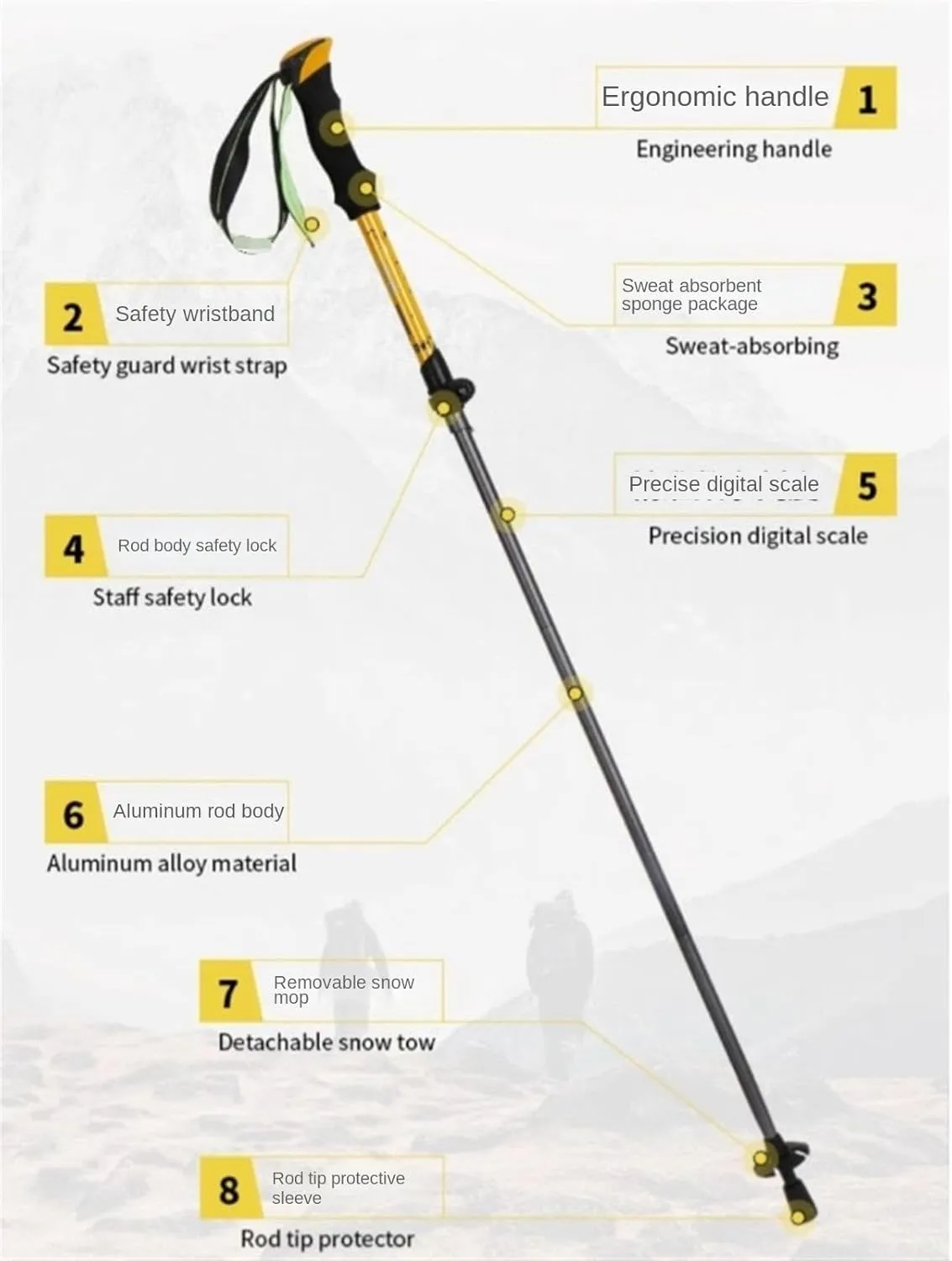 Hiking Trekking Poles Lightweight Hiking Poles Aluminum Trekking Poles Walking Poles Sticks for Mountaining Hiking Sticks for Trekking(Red,110cm)