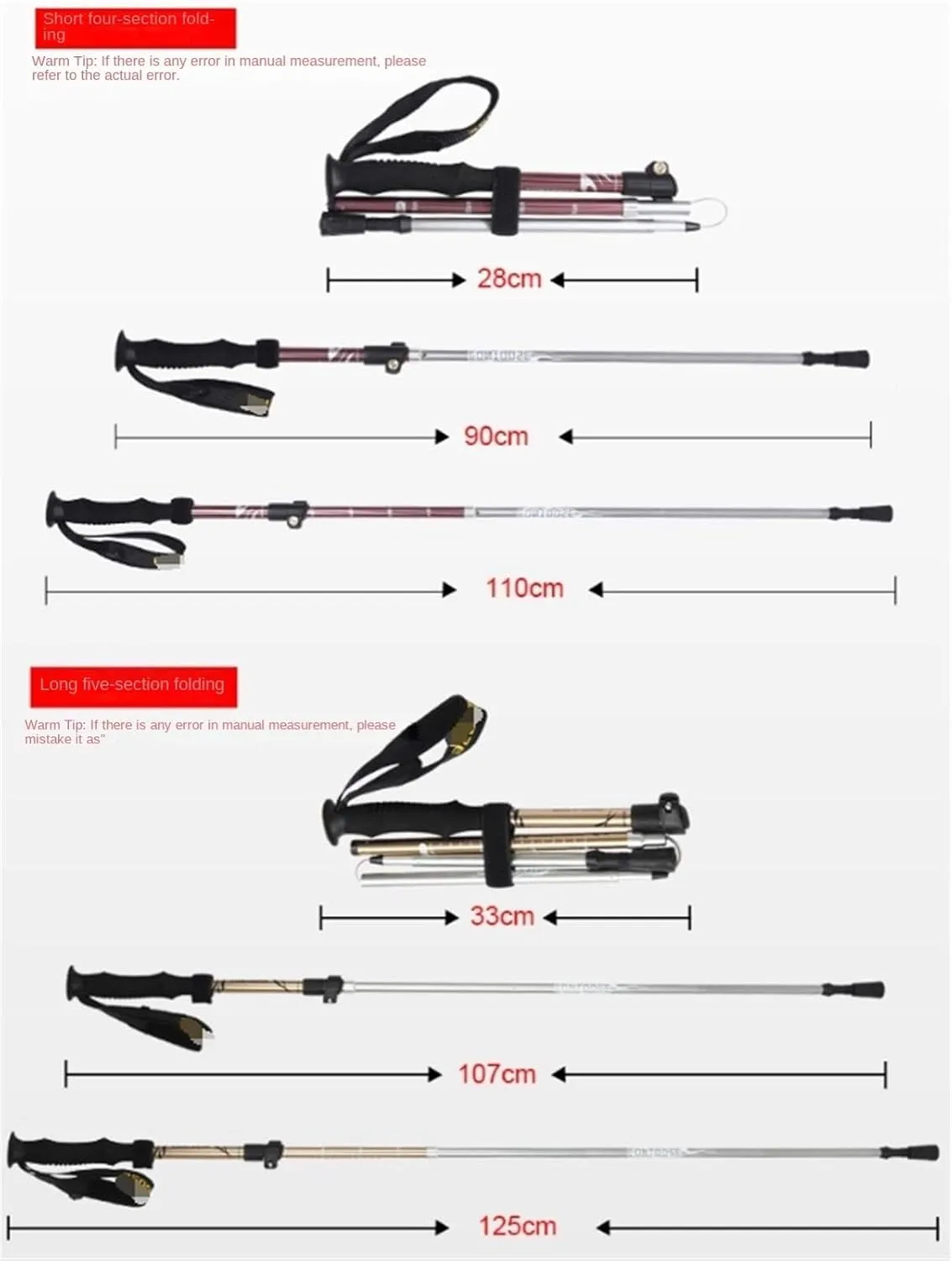Hiking Trekking Poles Lightweight Outdoor Trekking Poles Retractable Hiking Trekking Poles for Camping Hiking Sticks for Trekking(Black,90-110cm)
