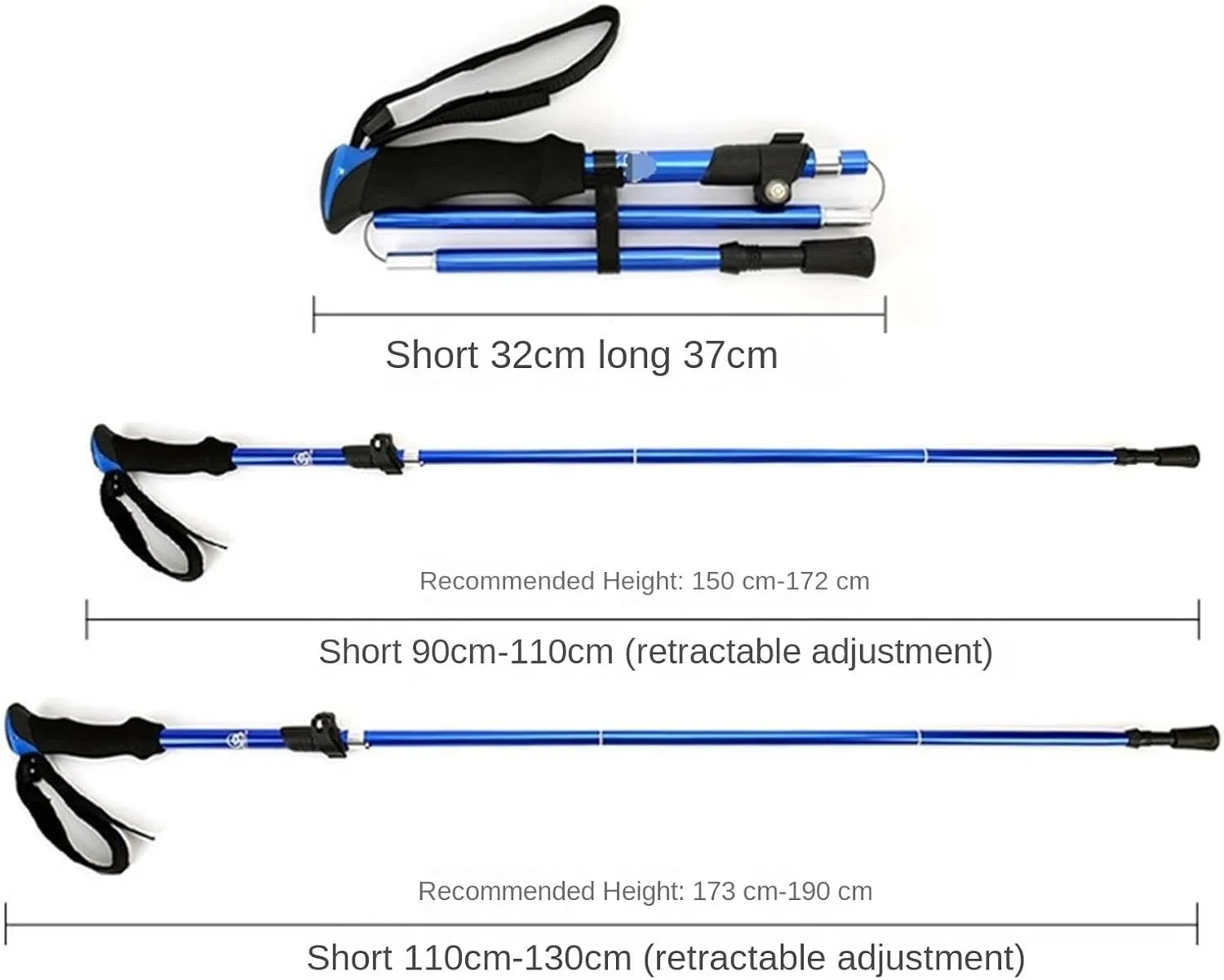 Hiking Trekking Poles Walking Trekking Poles Lightweight Adjustable Folding Hiking Poles for Camping Traveling Hiking Sticks for Trekking(Red,110-130cm)