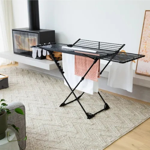 Hills 27m Winged Extendable Clothes Airer Foldable Laundry Drying Rack - Black