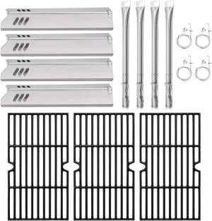 Hiorucet DGF493BNP Grill Grates Replacement Parts, Heat Plate Tents, Burner Tubes and Igniters for Dyna Glo DGF493BNP, DGB494SPB, Backyard Grill BY13-101-001-12, BY14-101-001-099, GBC1440W.