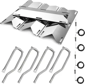 Hiorucet Grill Parts for Jenn-Air 720-0336 4 Burner 720-0337 730-0337 720-0511 720-0512 Gas Grill, Members Mark 720-0586A, Nexgrill 720-0336 720-0586A, Stainless Steel Heat Plates, Burners, Igniters
