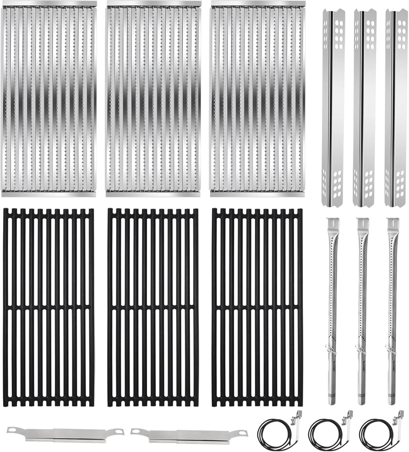Hiorucet Grill Replacement Parts for Charbroil 3 Burner 463242516 463242515 46335522 463367016 463243016 463342620 463342420 466242615, G466-2400-W1 Grill Emitters, Grill Grates, Heat Plates, Burners