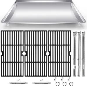 Hiorucet Grill Replacement Parts for Charbroil Tru-Infrared 3 Burner 463250512, 463251713, 463250511, 466250511, Stainless Steel G517-6600-W1 Trough, Grill Grates, Burner, Igniter and Carryover Tubes.