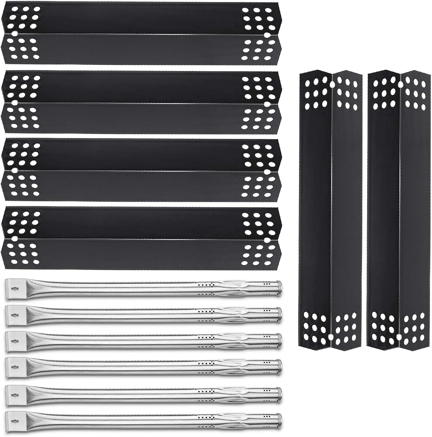 Hisencn Replacement Parts for Nexgrill 6 Burner 720-0896B, 720-0896E, 720-0896C, 720-0925P Gas Grill, Stainless Steel 15" Burners,14 9/16" Heat Plat Shields, Grill Flame Guards for Nexgrill