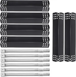 Hisencn Replacement Parts for Nexgrill 6 Burner 720-0896B, 720-0896E, 720-0896C, 720-0925P Gas Grill, Stainless Steel 15" Burners,14 9/16" Heat Plat Shields, Grill Flame Guards for Nexgrill
