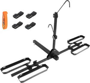 Hitch Mount Bike Rack for 2 Bikes with Strap(140 LBS Capacity), Fit 2" Hitch Receiver, Tiltable Bicycle Carrier Car Rack for Car, SUV, Truck, RV