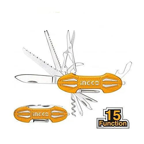 Homdum 15 function multifunctional knife INGCO HMFK8158 stainless steel multifunction Swiss Army Knife for Outdoor Hunting Hiking Camping Survival kit multi Utility 11in1 mini folding pocket tool set