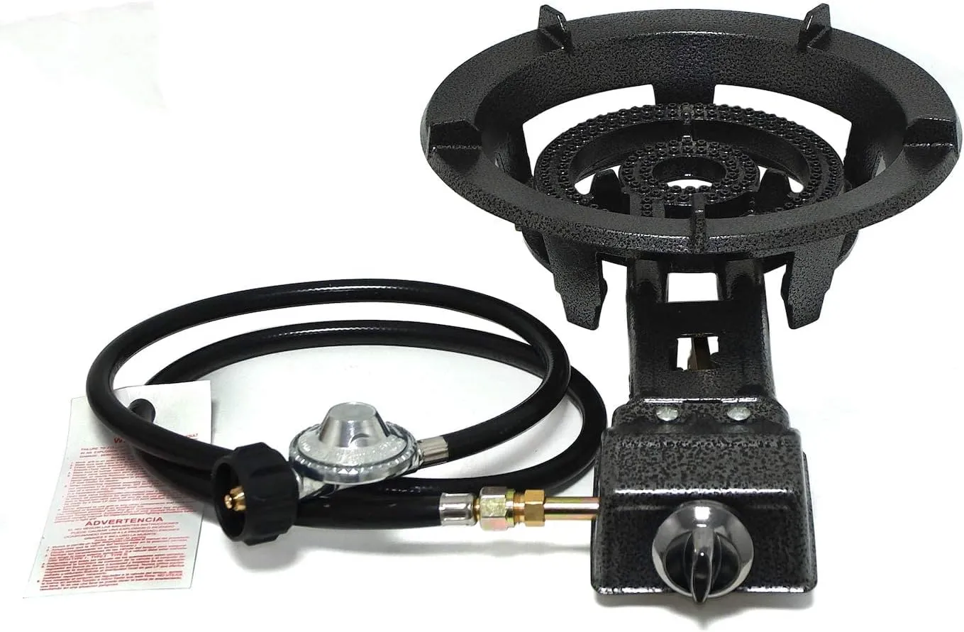 HongK- Camping Portable Propane Gas Burner Stove With Hose Jumbo Super Supergas Camp Tailgating 32,000 BTU Outdoor [P/N: ET-COOK008-RAW]