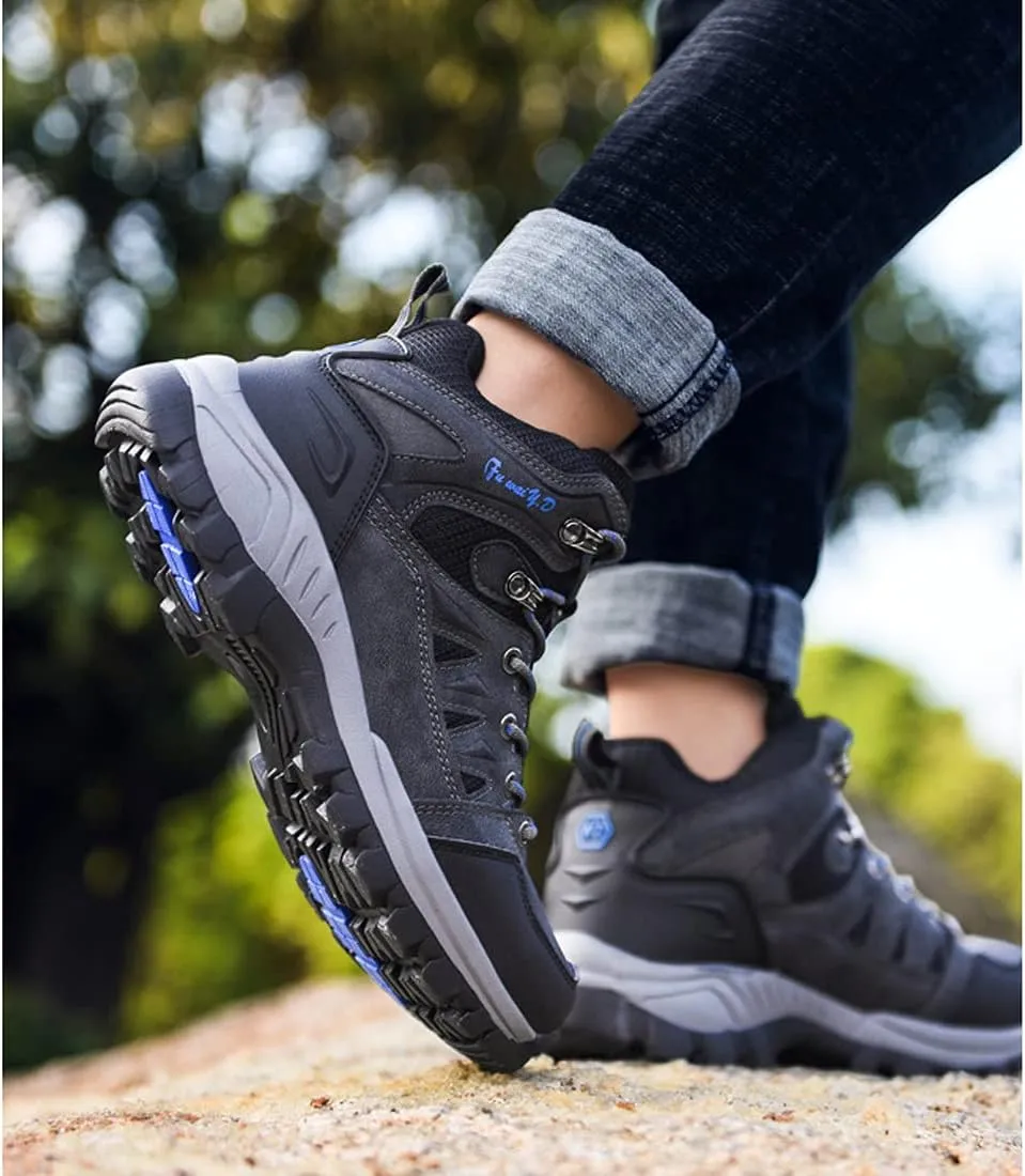 hongrenamz Mens Walking Waterproof Boots Hiking Lightweight Breathable Trekking Shoes