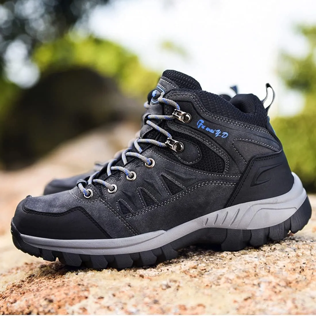 hongrenamz Mens Walking Waterproof Boots Hiking Lightweight Breathable Trekking Shoes