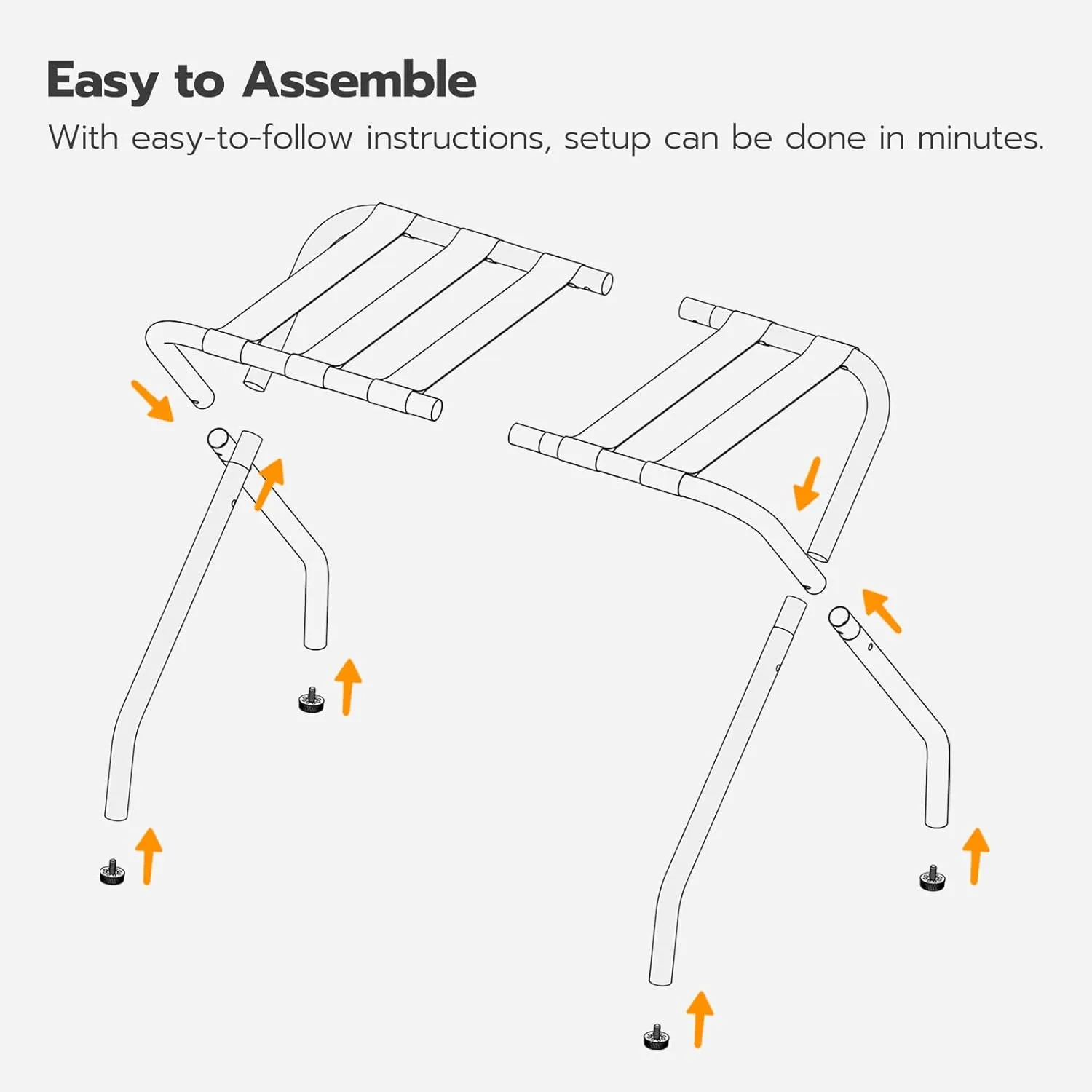HOOBRO Luggage Rack, Pack of 2, Metal Foldable Suitcase Stand for Guest Room, Holds up to 100 lb, 27 x 15.3 x 22 Inches, Steel Frame, Nylon Straps, Hotel, Bedroom, Closet, Gray GY02XLP201