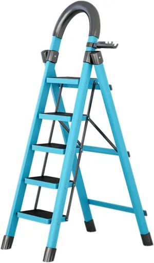 Household Foldable Portable Pedal Ladder Multi-Functional Load-Bearing Climbing Ladder/Flower Stand, Multi-Color Optional, 4-Step Ladder / 5-Step Ladder (Color : Blue, Size : 5 Step Ladder)