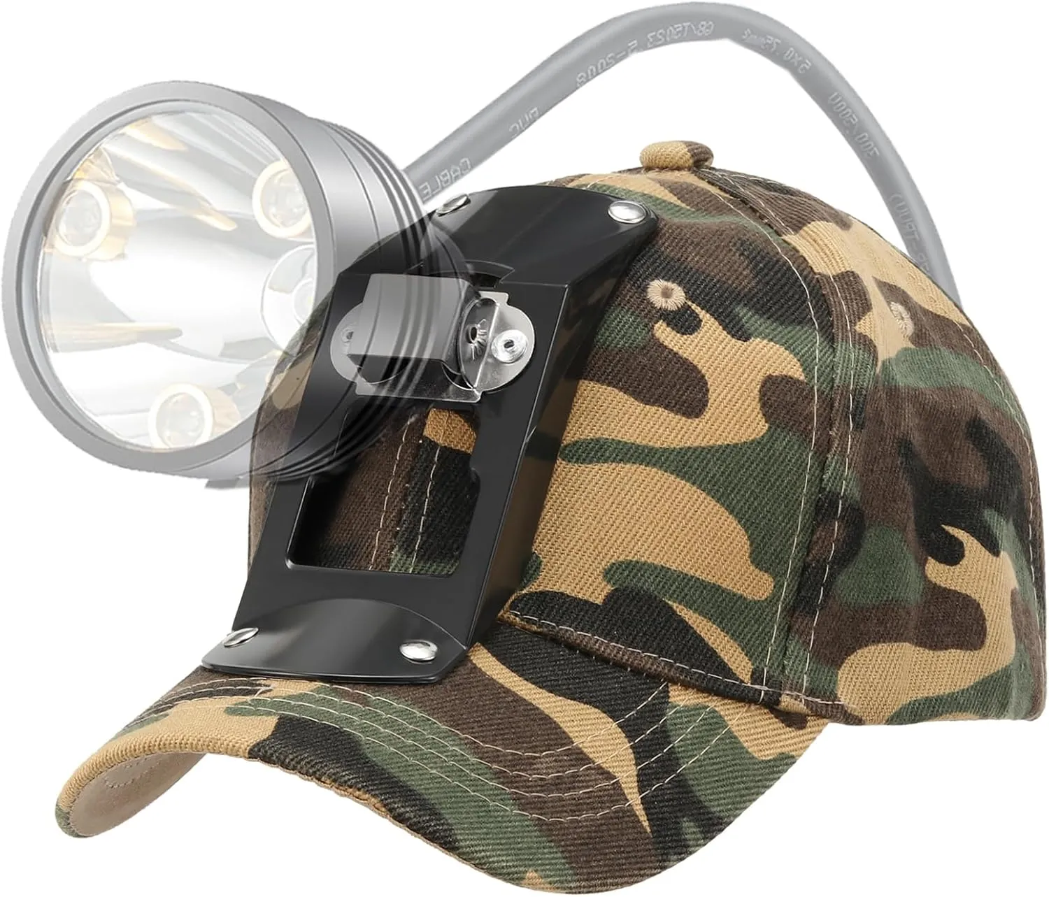 Hunting Hat with Bracket, Hunter Cap for Headlamp Hunting Light for Coon Coyote Hog Turkey Duck Hunting Camo