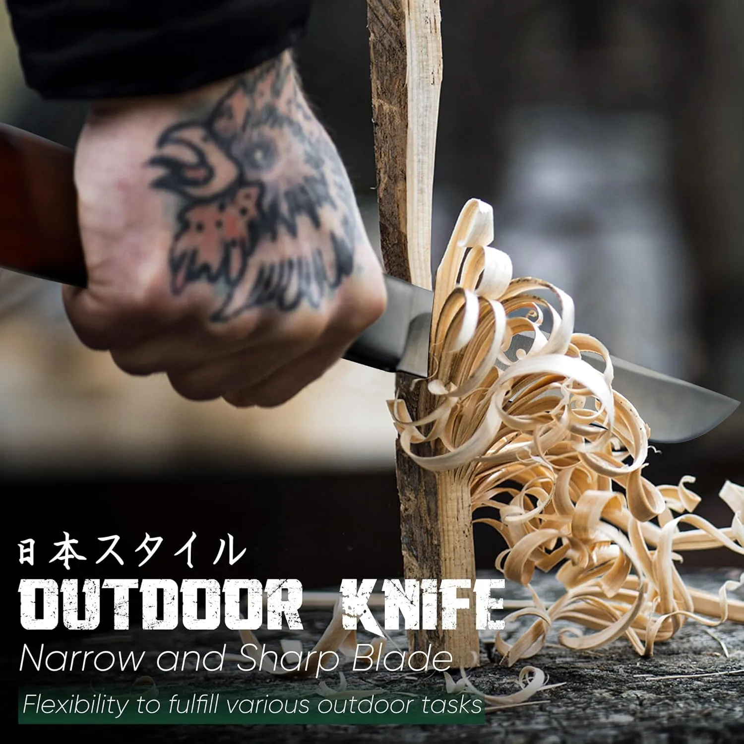 Huusk Fixed Blade Bushcraft Knife Hunting Knives with Wooden Sheath Full Tang Camping Knife Sharp Survival Knives for Men for Hiking Fishing Outdoor Adventure