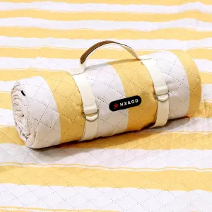 HX&OD Extra Large Picnic Outdoor Blanket, 80”x60” Waterproof Picnic Mat Foldable Camping Blanket Portable with Carry Strap for Beach Mat Outdoor Camping Party(Yellow)