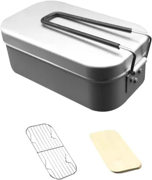 HXBER Portable Aluminum Alloy Lunch Box Outdoor Camping Picnic Travel Food Storage Containers Hot-Proof Handle Lunchbox Mini Mess Tin