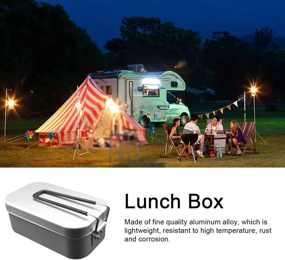 HXBER Portable Aluminum Alloy Lunch Box Outdoor Camping Picnic Travel Food Storage Containers Hot-Proof Handle Lunchbox Mini Mess Tin