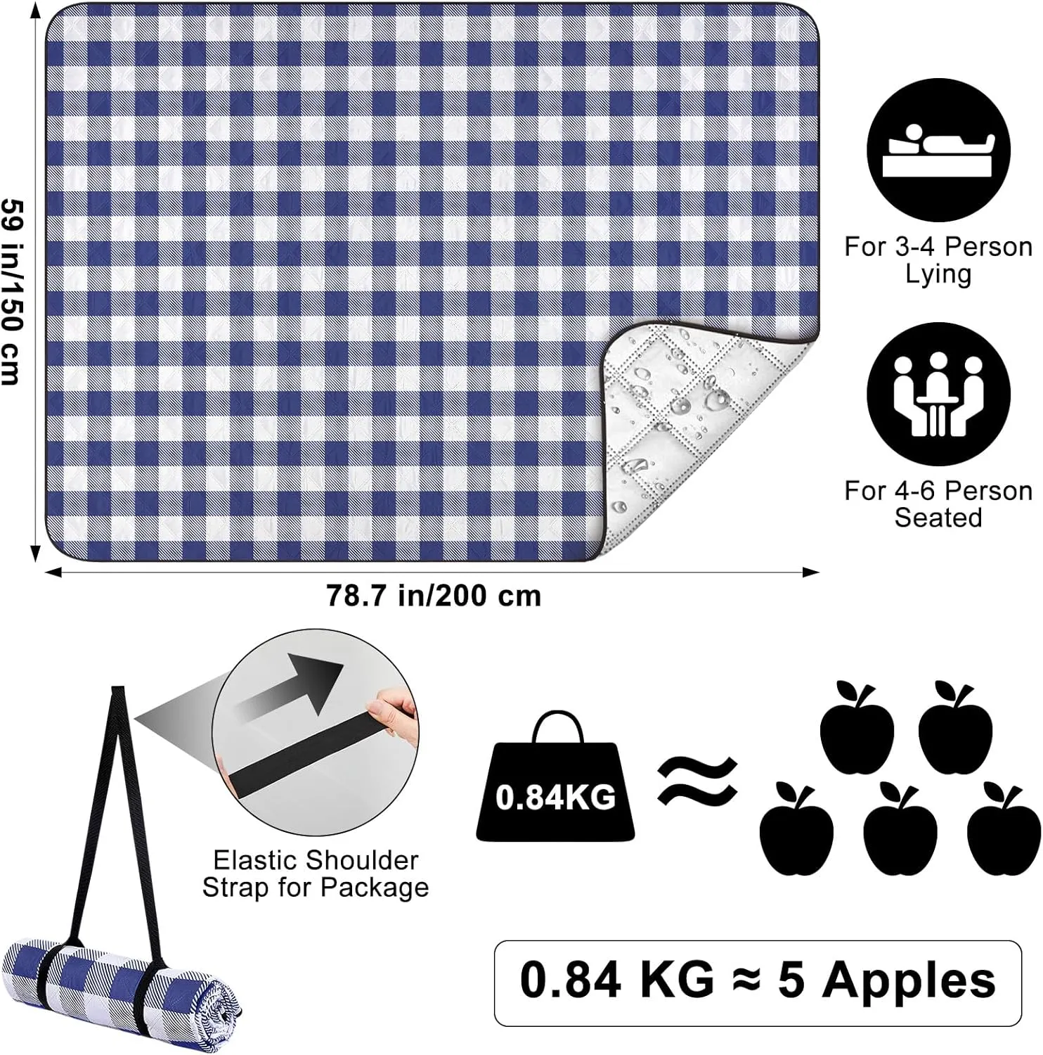 ICOSY Picnic Blankets Beach Blanket, Waterproof Outdoor Blanket Sandproof Picnic Camping Mat Camping Essentials 78" x 59"