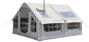 Inflatable Tent with Pump, 6-8 Person Camping Blow Up Tent with Stove Jack, 4 Season Waterproof Windproof Large Air Tent, Outdoor Family Inflatable Tent House