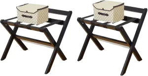 IOCCIOBB 2 Pack Luggage Racks - Foldable Suitcase Holder, Solid Wood Travel Bag Shelf, Floor Stand with Backrest, Luggage Stand for Guest Room Storage, 200Kg Storage Rack, 23.6×18.9×21.7