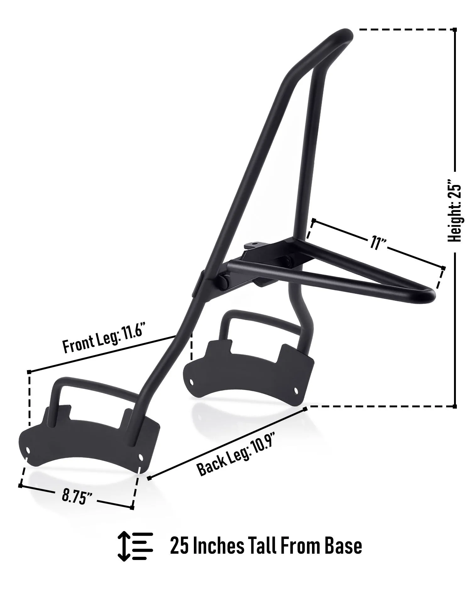 Iron Born Blade 25" Indian Super Chief (2022 ) Sissy Bar with Foldable Luggage Rack Matte Black