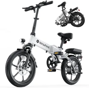 isinwheel U3 Electric Bike for Adults 16" Foldable Ebike, 500W Electric Bicycles with Front Fork Suspension, Rear Rack, 3A Fast Charge, 20 mph Mini Folding Ebike for Adults and Teens