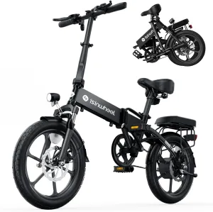 isinwheel U3 Electric Bike for Adults 16" Foldable Ebike, 500W Electric Bicycles with Front Fork Suspension, Rear Rack, 3A Fast Charge, 20 mph Mini Folding Ebike for Adults and Teens