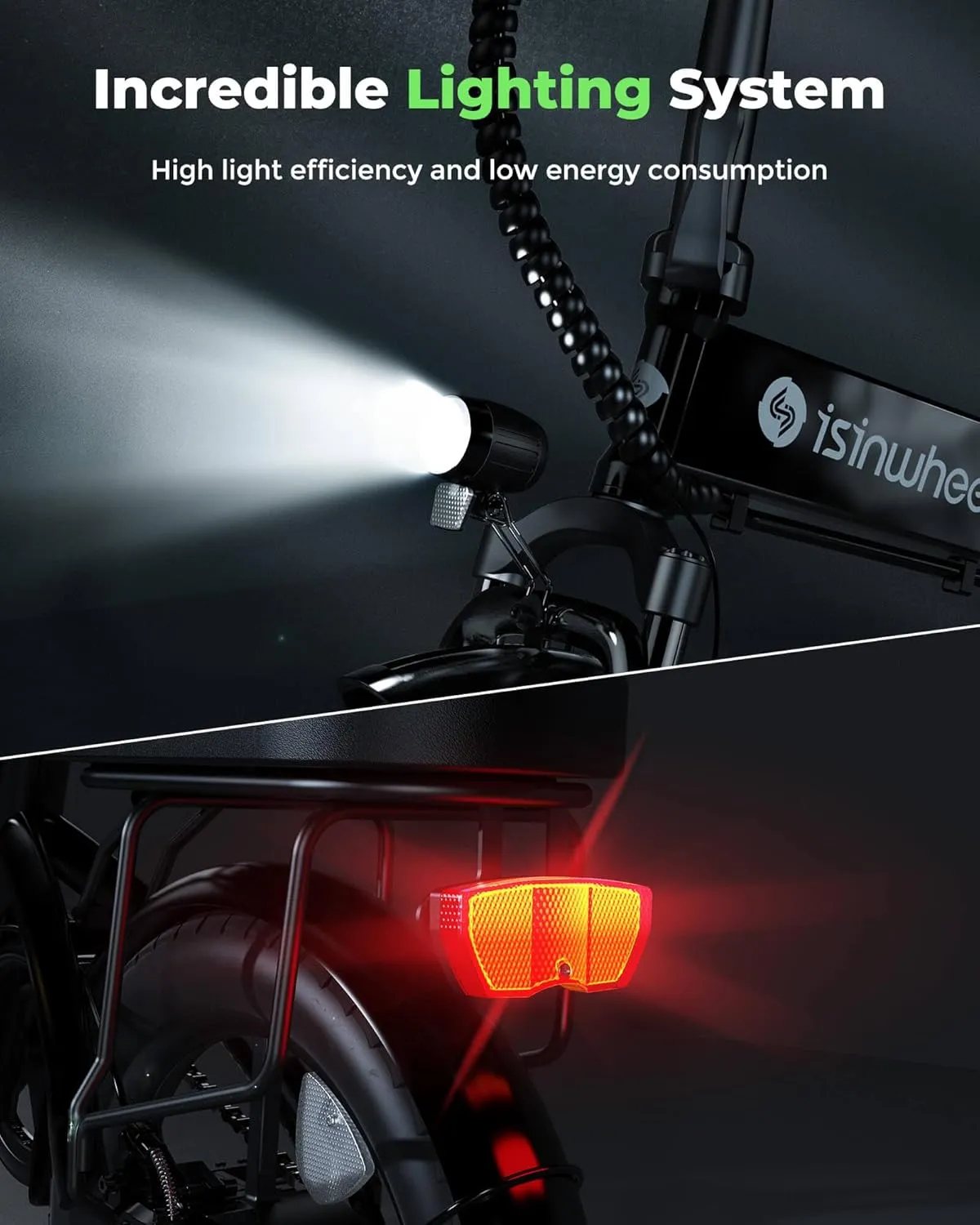 isinwheel U3 Electric Bike for Adults 16" Foldable Ebike, 500W Electric Bicycles with Front Fork Suspension, Rear Rack, 3A Fast Charge, 20 mph Mini Folding Ebike for Adults and Teens