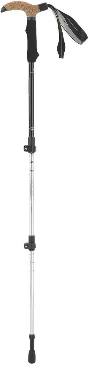 JEOZBM Hiking Trekking Poles, Aluminum Alloy 3 Section Retractable Walking Sticks, Wear Resistant Walking Poles for Hiking, Climbing, Exploring, Etc.(Black Green)