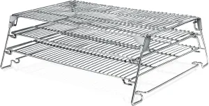Jerky Racks for Barrel Style Pellet Grills, 21"W×17.2"L, 3 Tiered Foldable Sliding 830 in² Cooking Space Expansion Grate Accessory for Pit Boss, Traeger, Z Grill, Green Mountain and More Smoker Grills