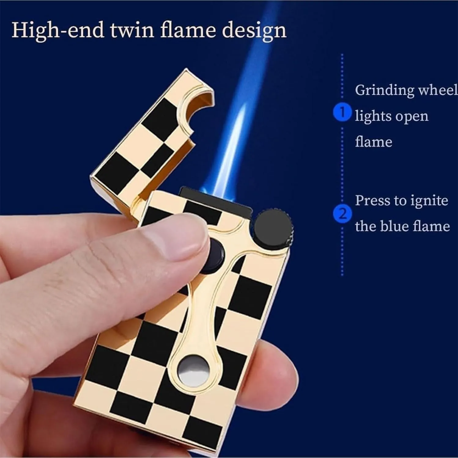 Jet Metal Butane Lighter, Soft Flame/Windproof Direct Flame Dual Flame Lighter, Lighter with Visible Fuel Window, Portable Lighter(Color:3)