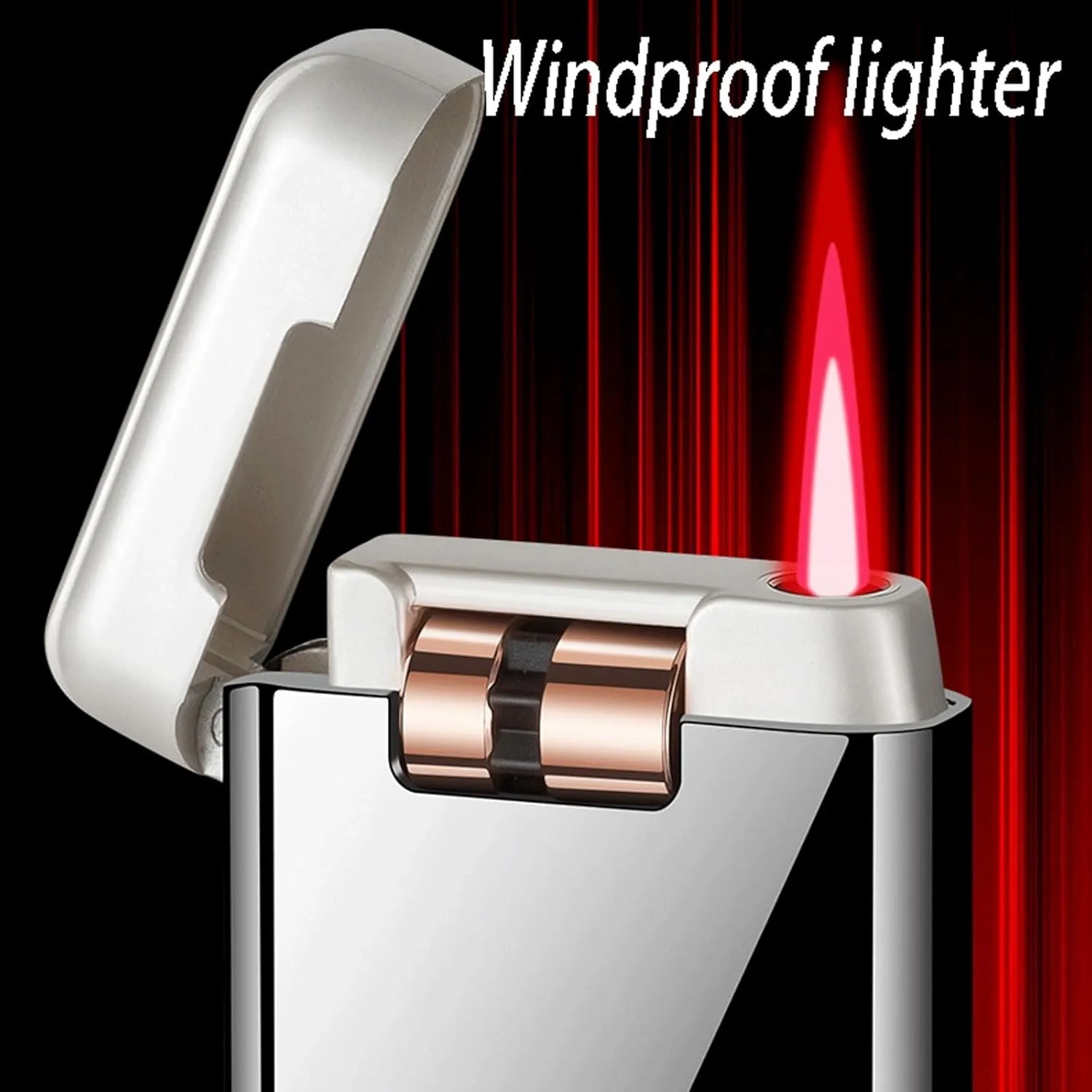 Jet Torch Metal Butane Refillable and Adjustable Pocket Lighter, Portable Windproof Lighter, Small Gift for Men and Women (Gas Not Included)(Black)