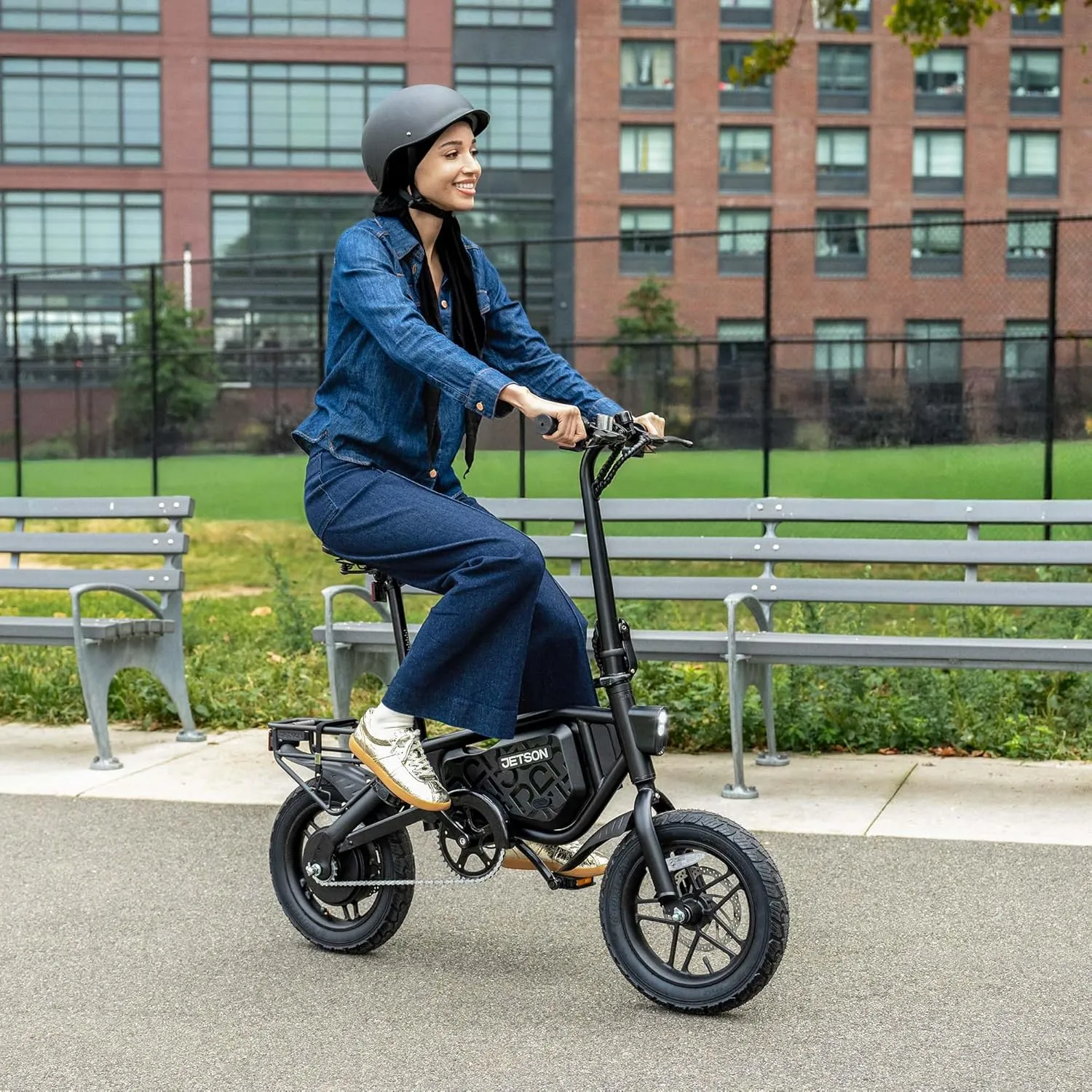 Jetson Bolt Folding Electric Ride-On Bike, Easy-Folding, Built-in Carrying Handle, Twist Throttle, Up to 15.5 MPH, Ages 13 