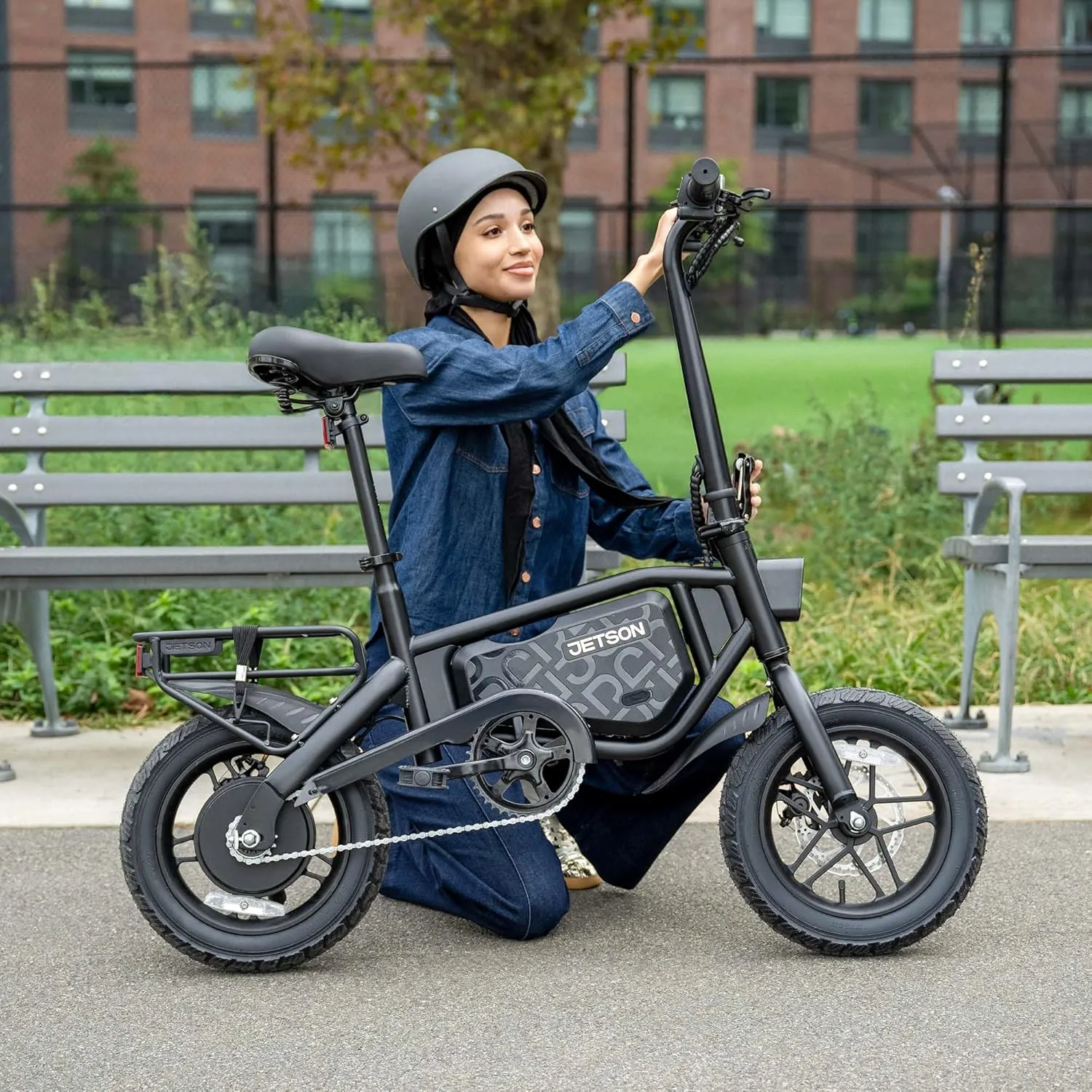 Jetson Bolt Folding Electric Ride-On Bike, Easy-Folding, Built-in Carrying Handle, Twist Throttle, Up to 15.5 MPH, Ages 13 