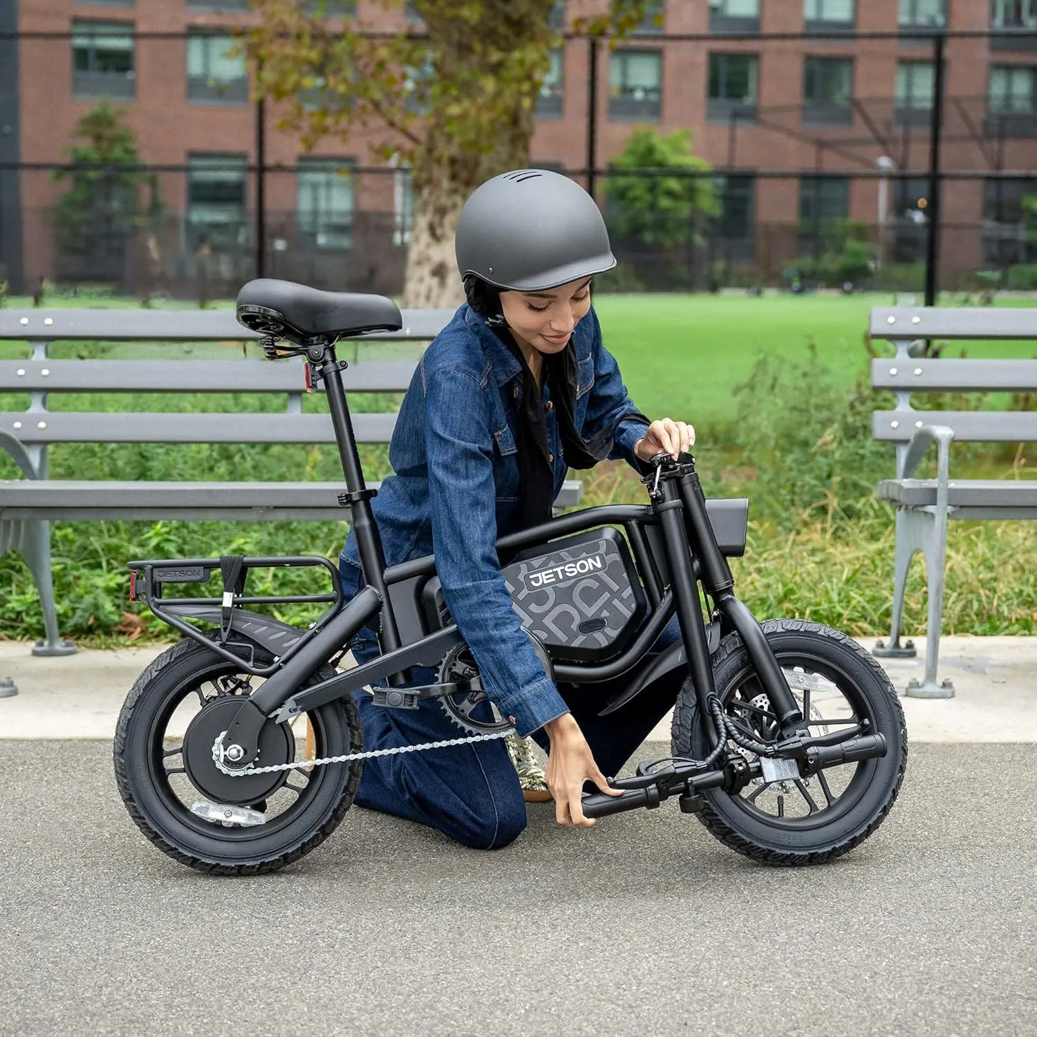 Jetson Bolt Folding Electric Ride-On Bike, Easy-Folding, Built-in Carrying Handle, Twist Throttle, Up to 15.5 MPH, Ages 13 